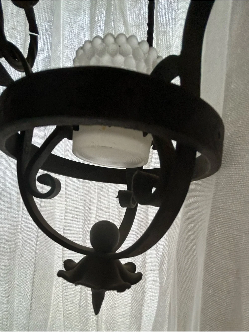 Vintage cast Iron Hanging Candle Holder - Black